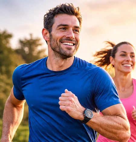 Runner training outdoors at golden hour