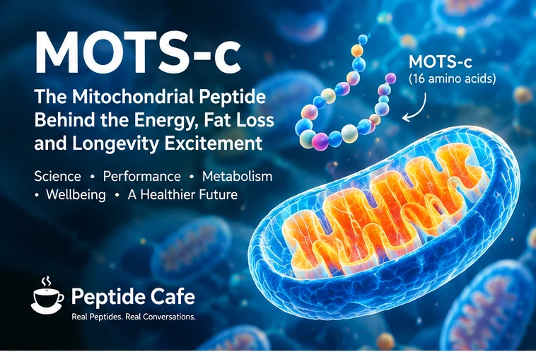 Glowing mitochondrion illustrating MOTS-c science